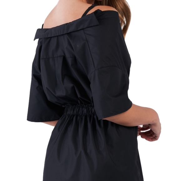 Black Off The Shoulder Front Twist High Low Top - Picture 2 of 3